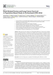 Work-related factors and lung cancer survival : a population-based study in Switzerland (1990-2014). = (Facteurs liés au travail et survie au cancer du poumon : une étude basée sur des données de population en Suisse (1990-2010)). | BOVIO N.