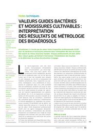 Valeurs guides bactéries et moisissures cultivables : interprétation des résultats de métrologie des bioaérosols | DAVID C.