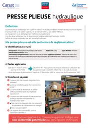 Presse plieuse hydraulique. Fiche repère n° 4. | 
