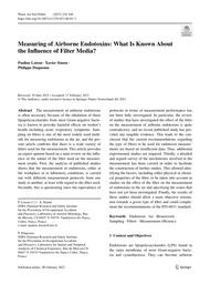 Measuring of airborne endotoxins : what is known about the influence of filter media ? = (Mesure des endotoxines en suspension dans l'air : que sait-on de l'influence de la nature du filtre ?). | LOISON P.