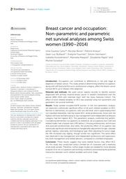 Breast cancer and occupation : non-parametric and parametric net survival analyses among Swiss women (1990–2014). = (Cancer du sein et profession : analyses non paramétriques et paramétriques de la survie nette chez les femmes suisses (1990-2014)). | CANU I.G.